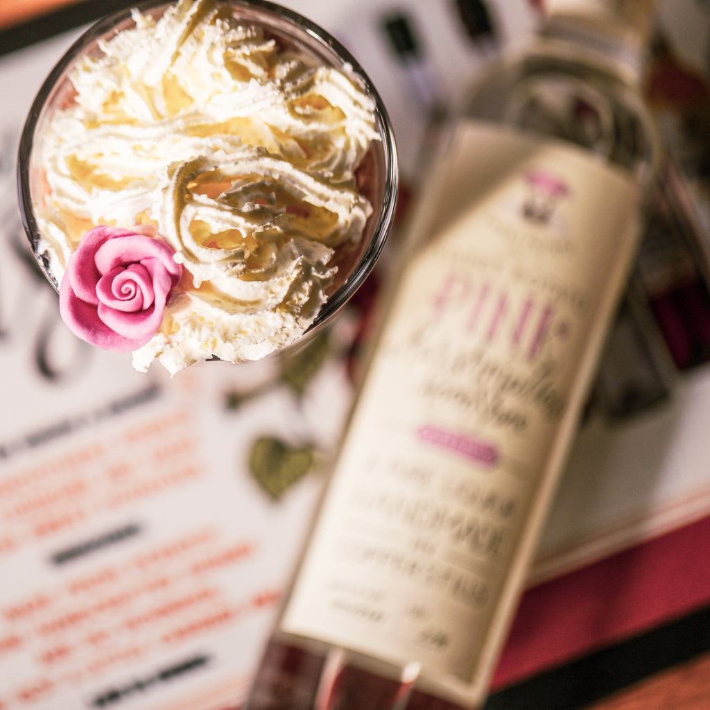 pink marshmallow moonshine, pink marshmallow, moonshine, marshmallow, liqueur, sweet potato, sweet potato spirits, cocktail, cream, cream liqueur, sweet, rose