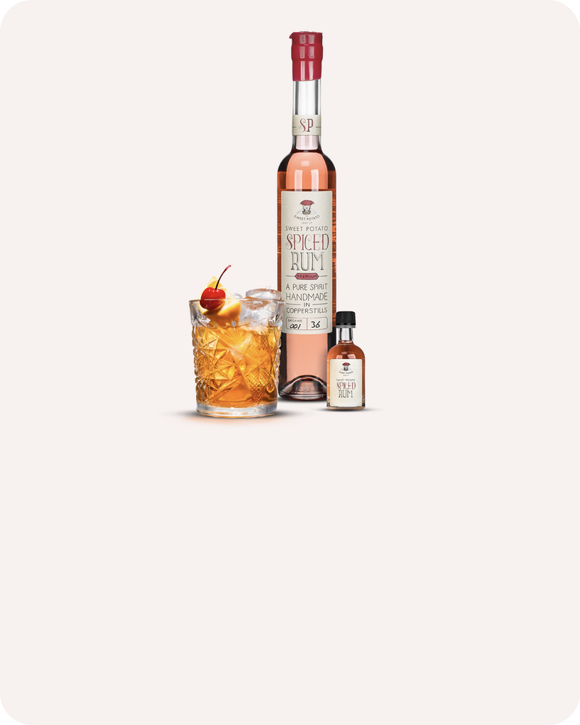 spiced rum cocktail, cocktail, sweet potato cocktail, sweet potato spirits, fruit liqueurs.