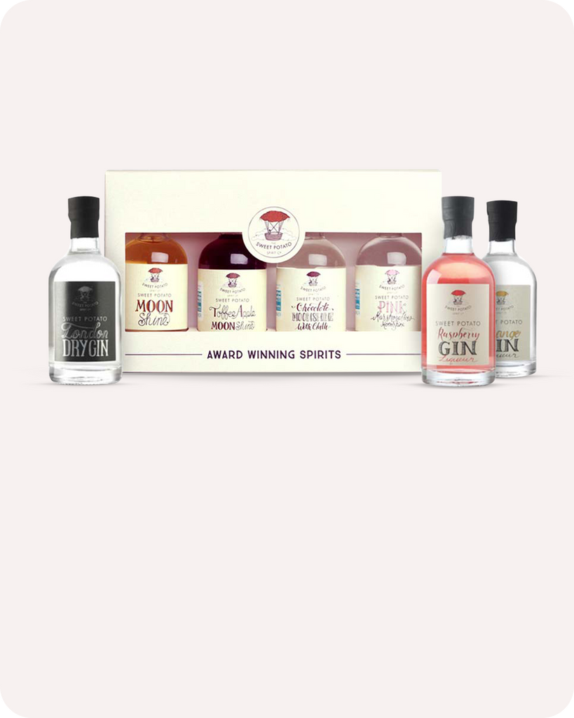 pick and mix, gift box, mini giftbox, gifting, sweet potato spirits, liqueurs, sweet potato, fruit liqueurs